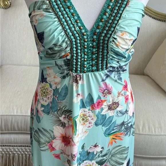 Boston Proper Floral Maxi Dress - Sky Blue - Picture 3 of 5